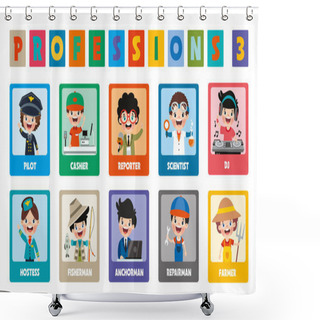 Personality  Set Of Various Cartoon Professions Shower Curtains