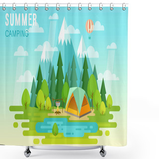 Personality  Summer Camping Graphic Poster. Shower Curtains