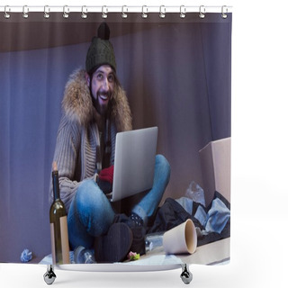 Personality  Homeless Man With Laptop Shower Curtains