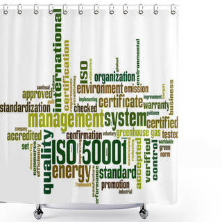Personality  ISO 50001 Word Cloud Shower Curtains