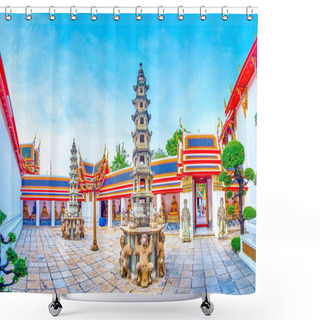 Personality  The Colorful Courtyard In Wat Pho Temple, Bangkok, Thailand Shower Curtains