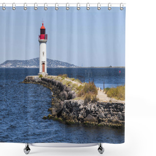 Personality  The Les Onglous Lighthouse, Terminating Point Of The Canal Du Midi Where The It Enters The Etang De Thau. World Heritage Site. Agde, France Shower Curtains