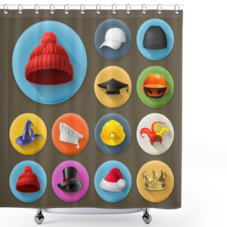 Personality  Hats, Long Shadow Icon Set Shower Curtains
