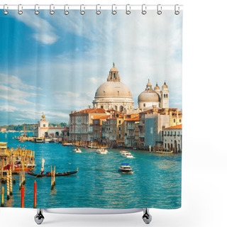 Personality  Gorgeous View Of The Grand Canal And Basilica Santa Maria Della Salute During Sunset With Interesting Clouds, Venice, Italy Shower Curtains