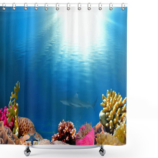 Personality  An Underwater Scene With Sun Rays Shining Through The Water Shower Curtains