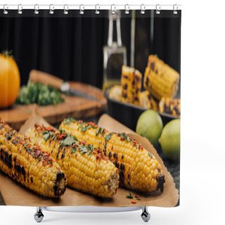 Personality  Grilled Corn With Spices Shower Curtains