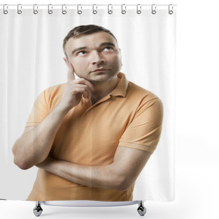 Personality  Young Man Looking To The Side Thoughtfully. Shower Curtains
