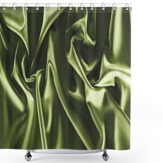 Personality  Close Up View Of Elegant Green Silk Cloth As Backdrop Shower Curtains