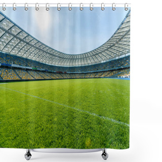 Personality  Panoramic View Of Soccer Field Shower Curtains