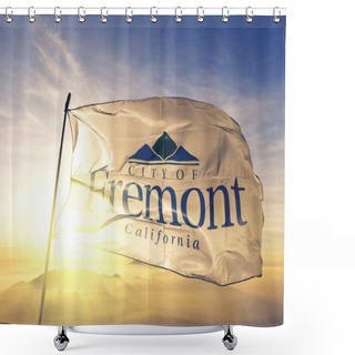 Personality  Fremont Of California Of United States Flag Waving Shower Curtains