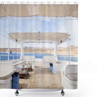 Personality  Upper Deck Of Recreational Boat Shower Curtains