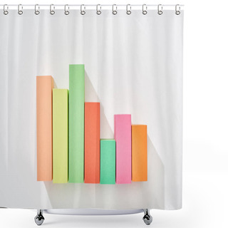 Personality  Top View Of Multicolor Analytical Graph With Shadow On White Background Shower Curtains