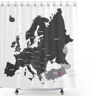 Personality  European Map With Country Names And Flags Shower Curtains