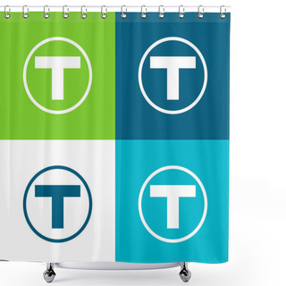 Personality  Boston Metro Logo Flat Four Color Minimal Icon Set Shower Curtains