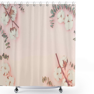 Personality  Cotton Flowers With Eucaliptus Shower Curtains