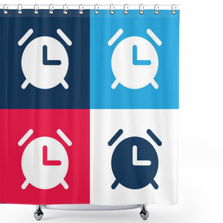 Personality  Alarm Clock Blue And Red Four Color Minimal Icon Set Shower Curtains