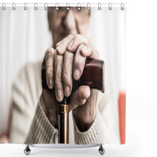 Personality  Old Woman With Cane Shower Curtains