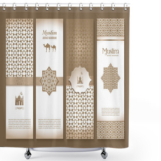 Personality  Brown  Banners Set Of Arabian Design Shower Curtains