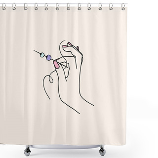 Personality  Needle Thread Hand Line Art Shower Curtains