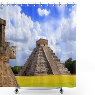 Personality  Chichen Itza Snake And Kukulkan Mayan Pyramid Shower Curtains