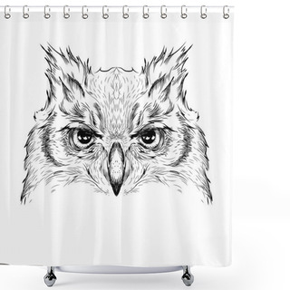 Personality  Image Portrait Owl. African / Indian / Totem / Tattoo Design. Use For Print, Posters, T-shirts. Hand Draw Vector Illustration Shower Curtains