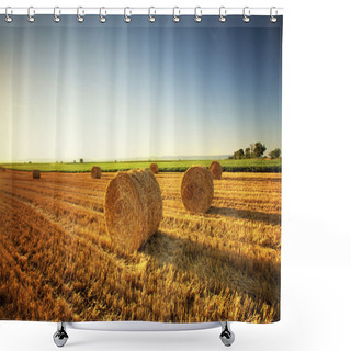 Personality  Hay Bales On Farm Shower Curtains