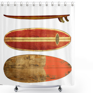 Personality  Vintage Surfboard Isolated On White Shower Curtains