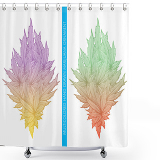 Personality  Abstract Ornament Of Cannabis Multicolored Shower Curtains