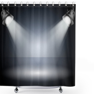 Personality  Dark Background With Spotlights. Studio. Shower Curtains