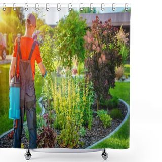 Personality  Gardener With Pests Spray Shower Curtains