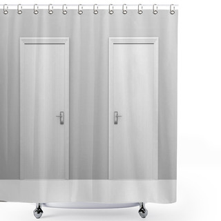 Personality  Choice Of Two Doors To Different Choices Or Decisions, 3D Rendering Shower Curtains