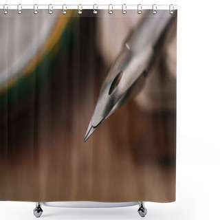 Personality  Close Up View Of Metallic Nibs Tip Shower Curtains