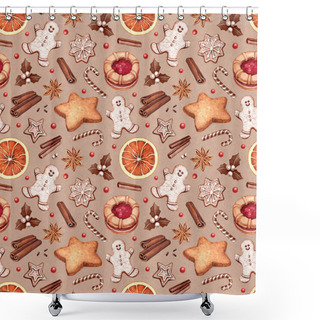 Personality   Gingerbread Cookies And Christmas Spices Shower Curtains