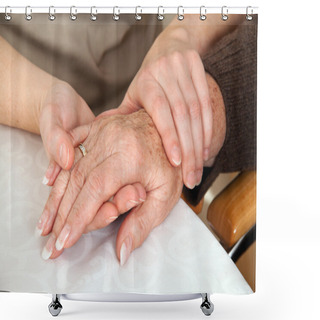 Personality  Woman Consoling A Widow After Death. Grief Counsel Shower Curtains