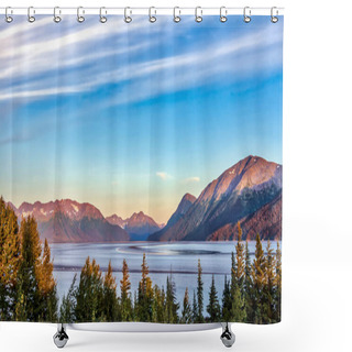 Personality  Beautiful Mountain Lake In The Chugach Mountains Of Alaska During Autumn Shower Curtains