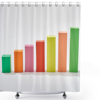 Personality  Color Blocks Of Statistic Chart On White Background Shower Curtains