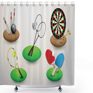 Personality  Sport Equipment Vector Illustration Shower Curtains