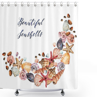Personality  Watercolor  Beautiful Seashells Shower Curtains