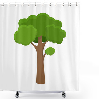 Personality  Hand Drawn Tree With Lush Green Crown Vector Illustration Shower Curtains