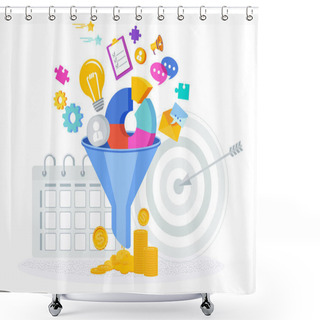Personality  Sales Funnel Concept. Customer Acquisition. Shower Curtains