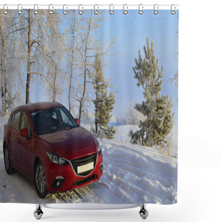 Personality  Mazda 3 Japanese Red Car Hatchback 3 Generation Shower Curtains