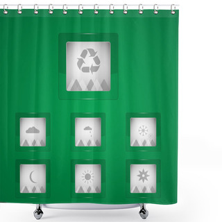 Personality  Vector Weather Icons On Green Background Shower Curtains