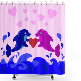 Personality  Cute Dolphins Cartoon Shower Curtains