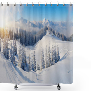 Personality  Panorama Of Winter Mountains Shower Curtains
