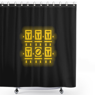 Personality  Booking Yellow Glowing Neon Icon Shower Curtains