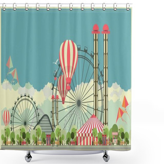Personality  Carnival City Park Shower Curtains