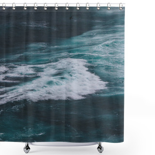 Personality  Aerial View Of Wavy Blue Ocean For Background Shower Curtains