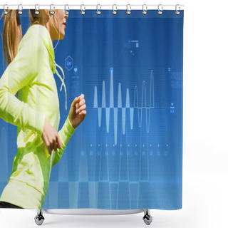 Personality  Smiling Woman Doing Running Outdoors Shower Curtains