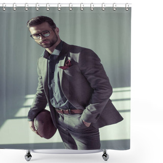 Personality  Stylish Man With Rugby Ball Shower Curtains
