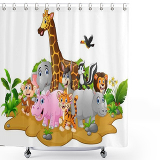 Personality  Cartoon Wild Animals Background Shower Curtains